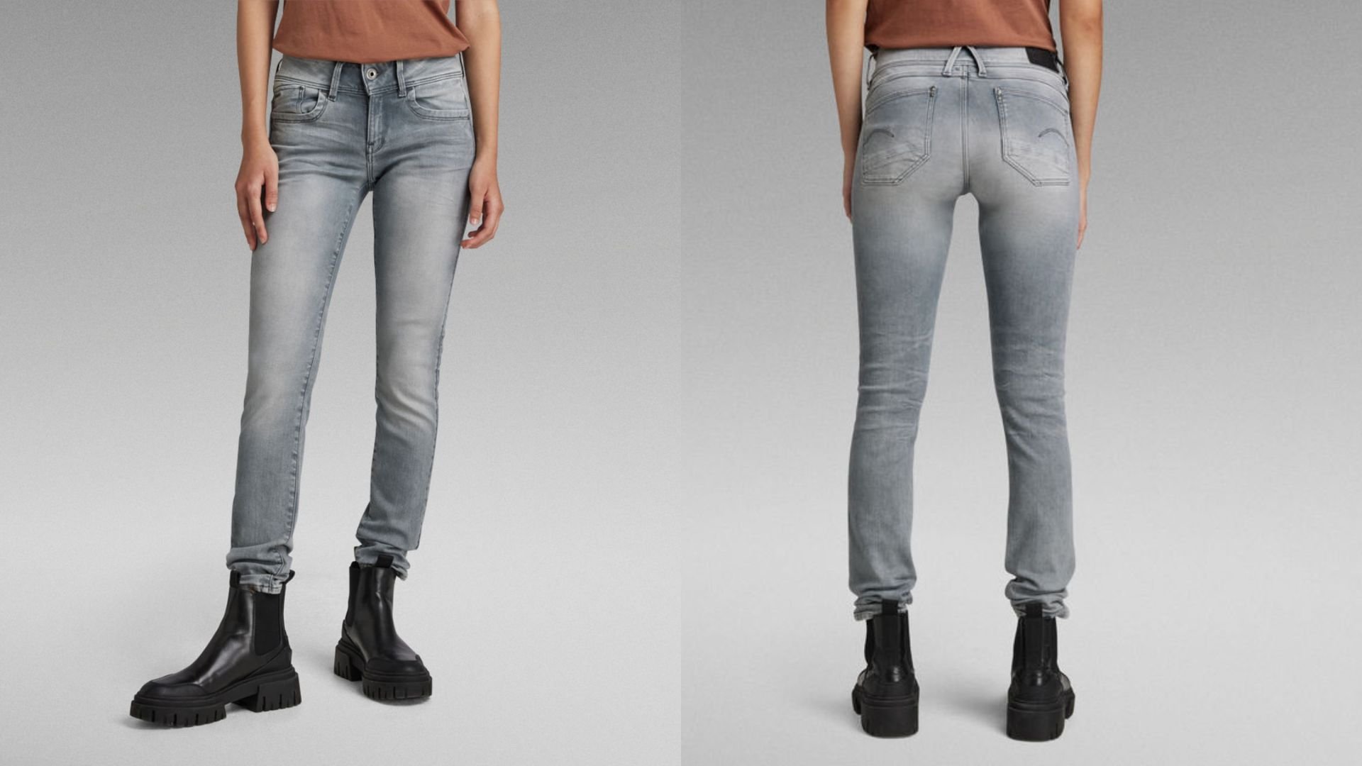 фото модели в джинсах скинни g star raw LYNN MID WAIST SKINNY