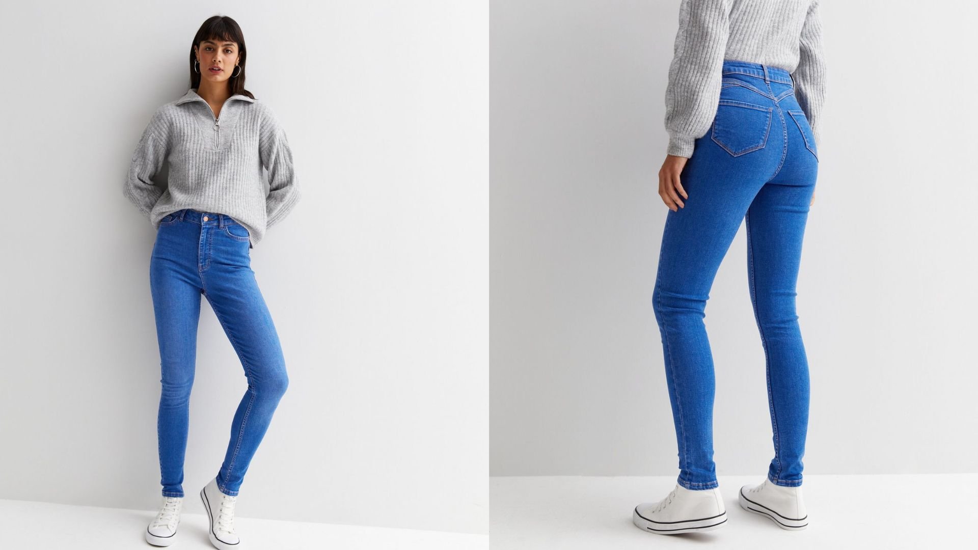 снимок модели в синих джинсах New Look 'Lift & Shape' Jenna Skinny.