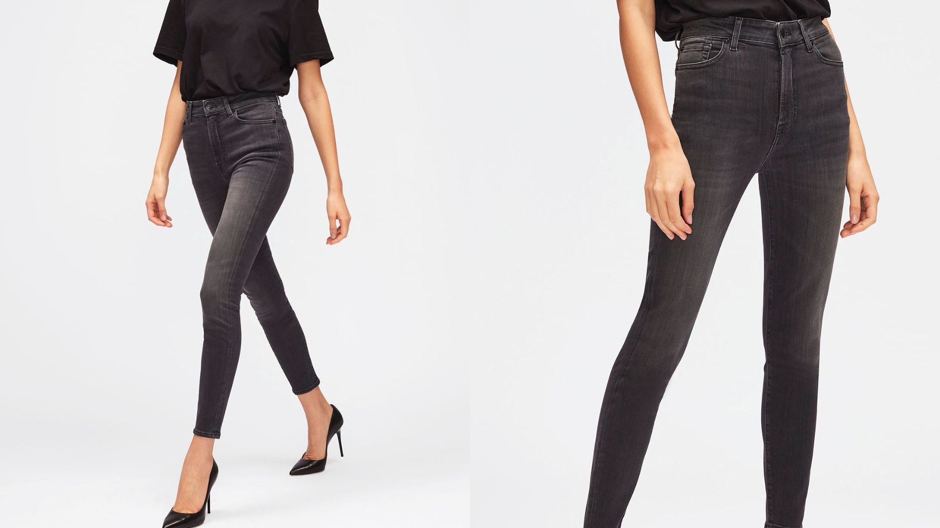 фото модели в джинсах 7 For All Mankind THE SKINNY SLIM ILLUSION LUXE MISTERY