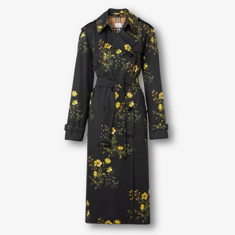 Тренч Burberry с цветочным принтом и поясом