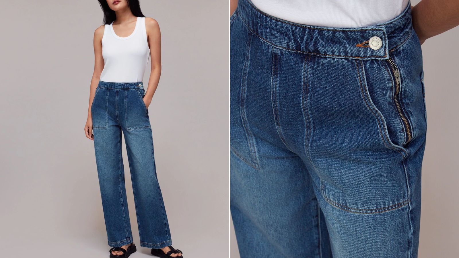 Модель в джинсах Whistles Authentic Size Zip Jeans