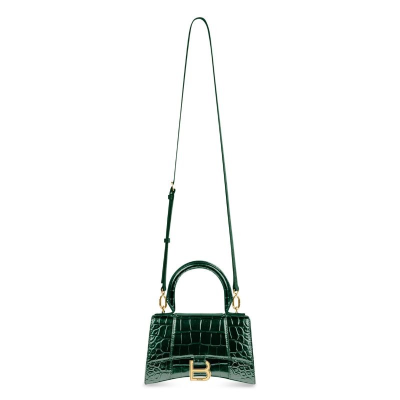 Сумка Balenciaga Hourglass XS из крокодиловой кожи зеленого цвета