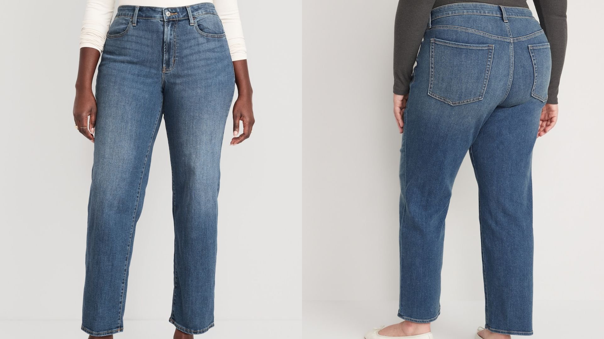 композиция из двух моделей в джинсах Old Navy с высокой талией Wow Loose для женщин