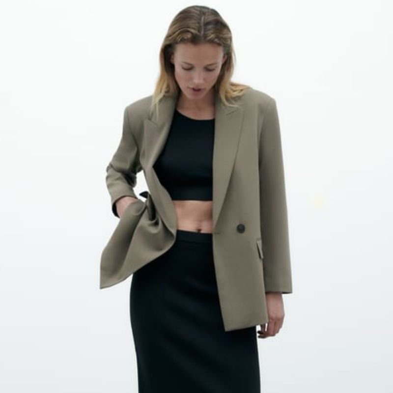 блейзер Zara цвета хаки