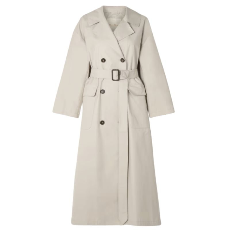 Max Mara Cube Двубортный тренч из смесового хлопка и габардина
