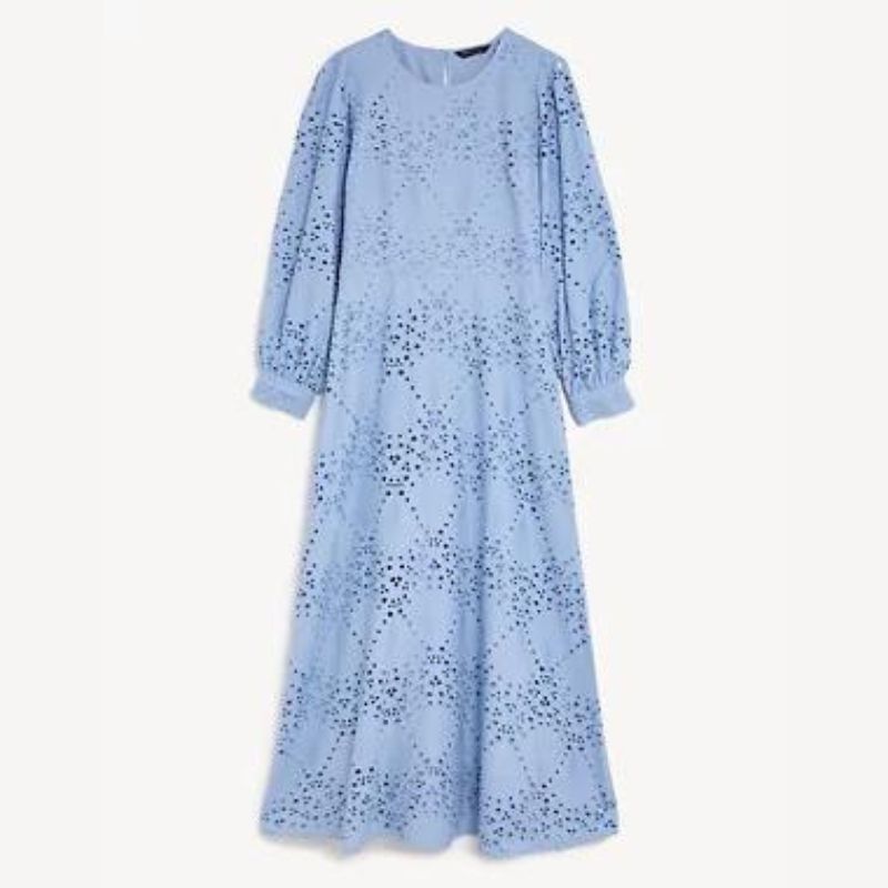 Плоское платье M&S Pure Cotton Broderie Midaxi Tea Dress