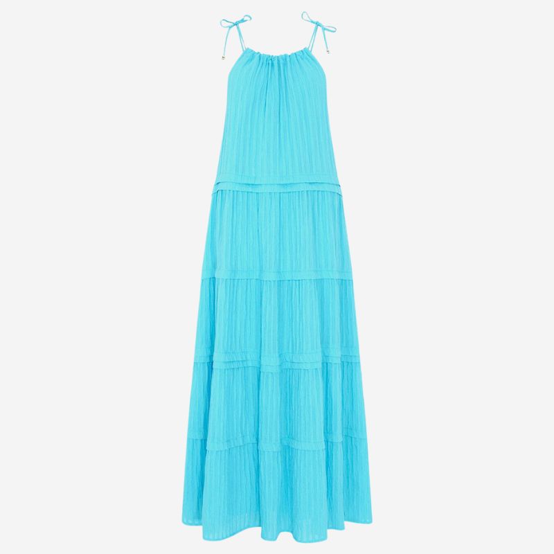 Плоское платье Mint Velvet Halter Maxi бирюзового цвета