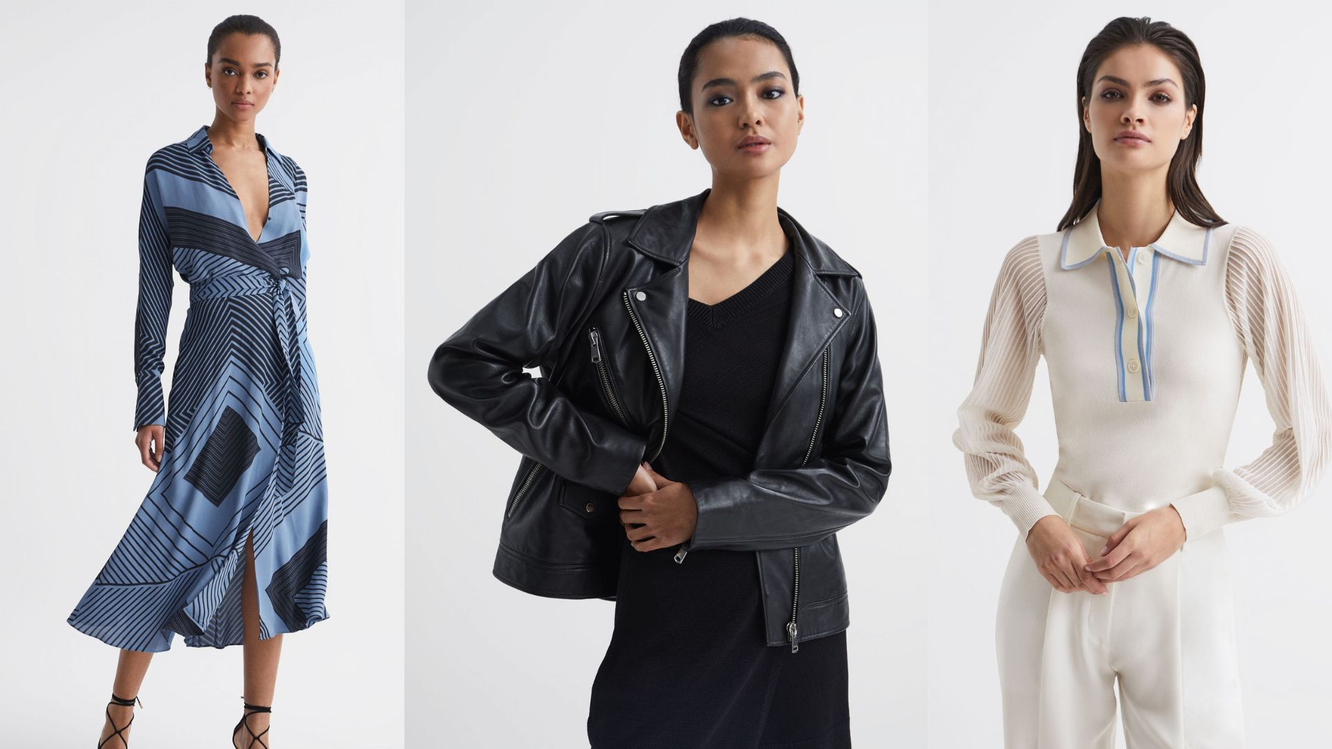 композиция из трех моделей в одежде от Reiss