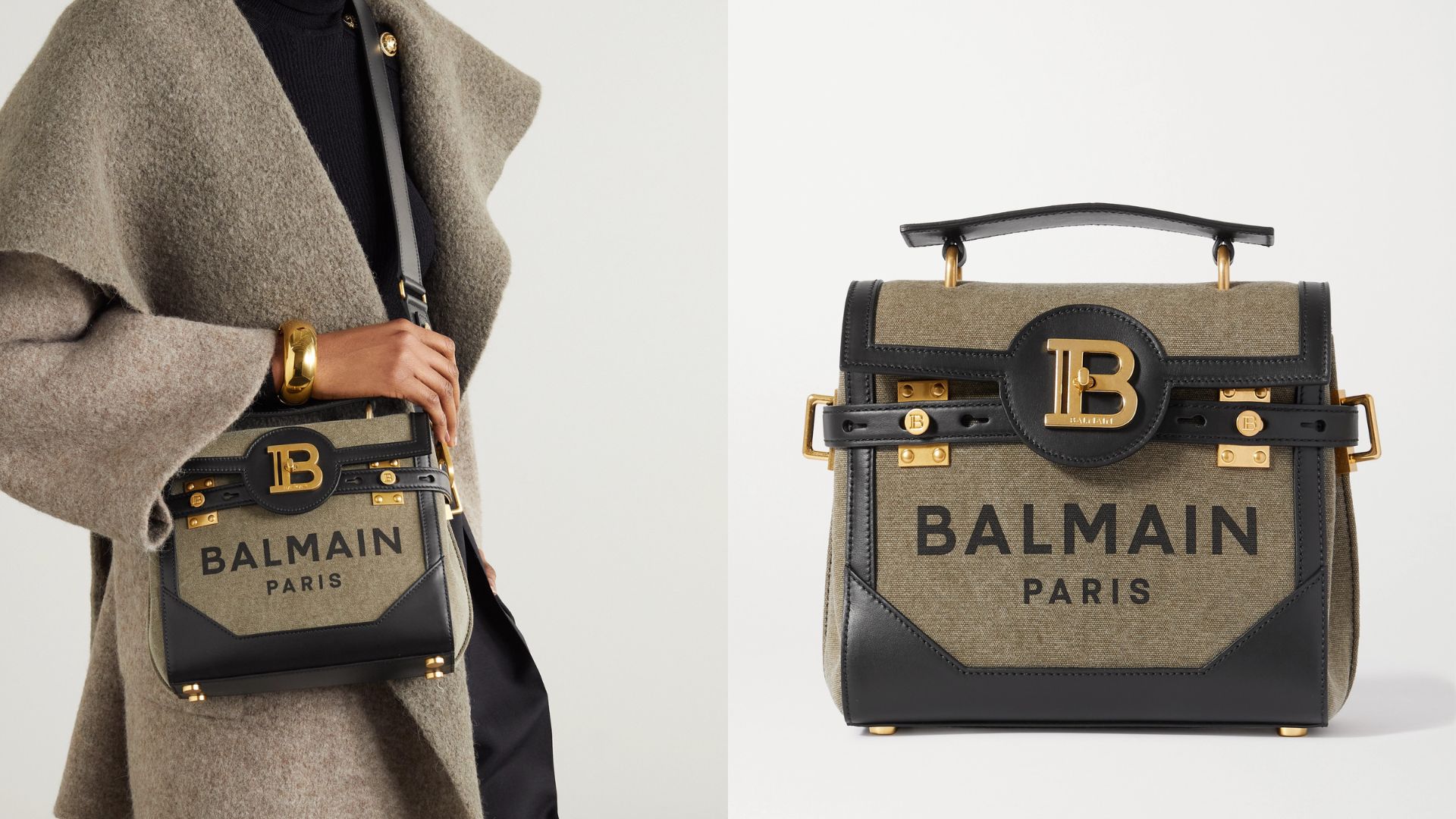 композитная сумка через плечо BALMAIN B-Buzz 23 с кожаной отделкой и принтом