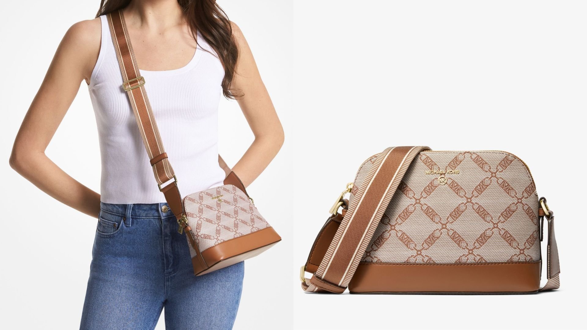 композитная сумка через плечо Michael Kors Jet Set Jacquard Dome Crossbody Bag