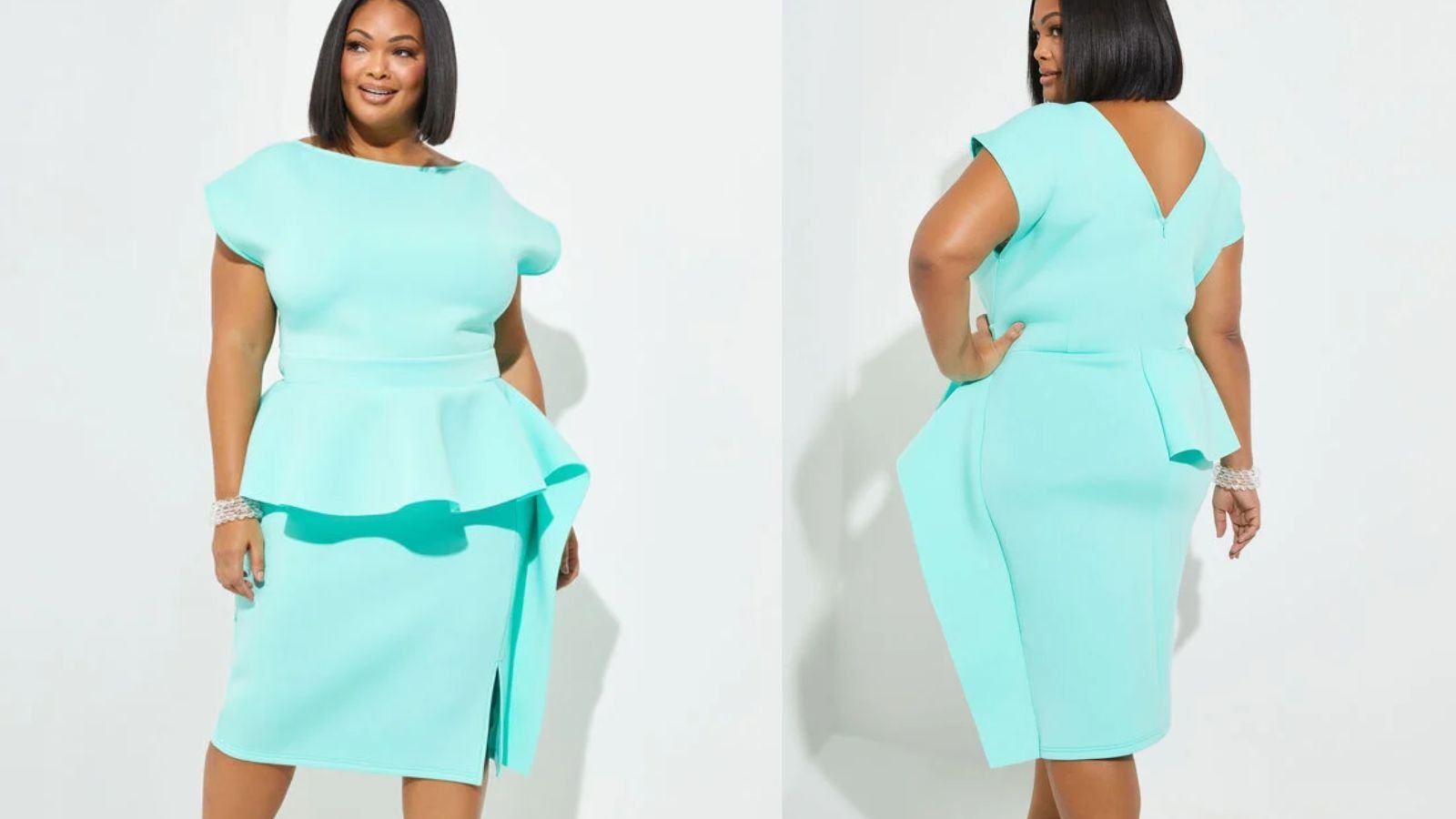 Неопреновое платье цвета морской волны Ashley Stewart