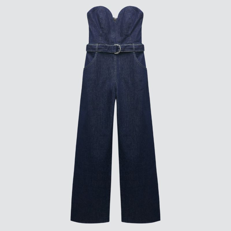 zara джинсовый комбинезон-бюстье на плоской подошве