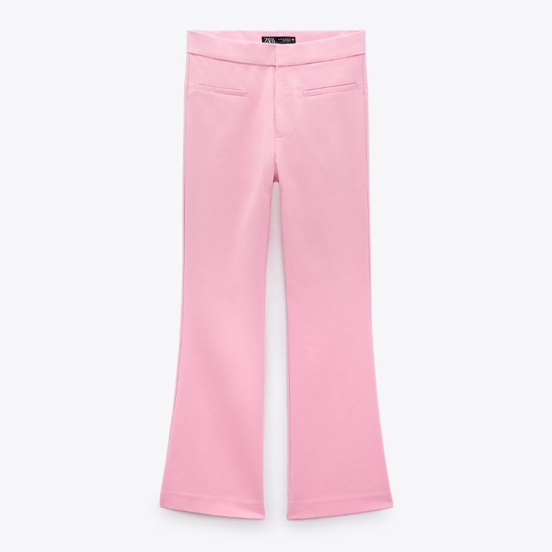 расклешенные мини-брюки Zara розового цвета на плоской подошве