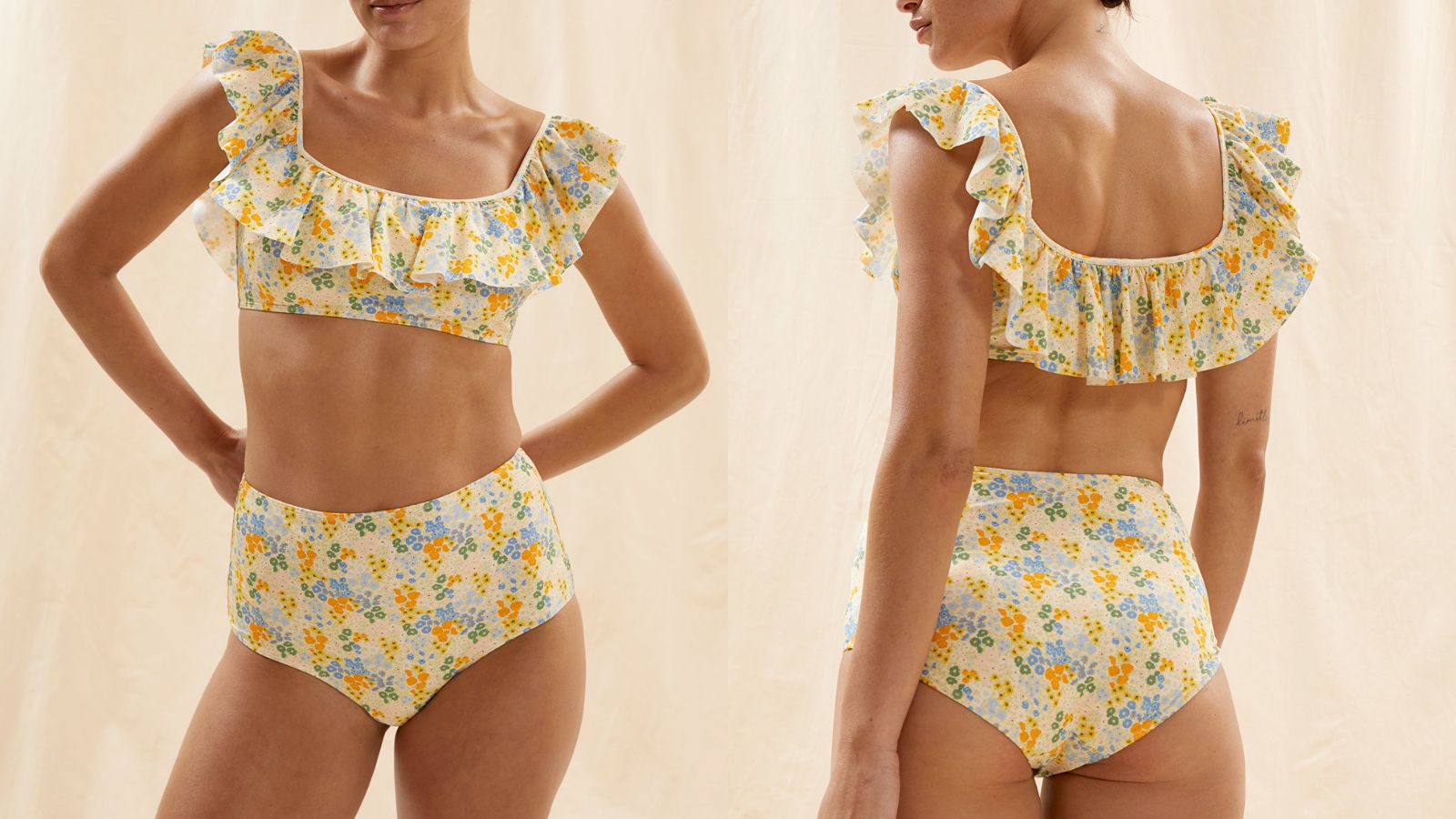 8. & Other Stories Frill Bandeau Bikini Top с цветочным принтом